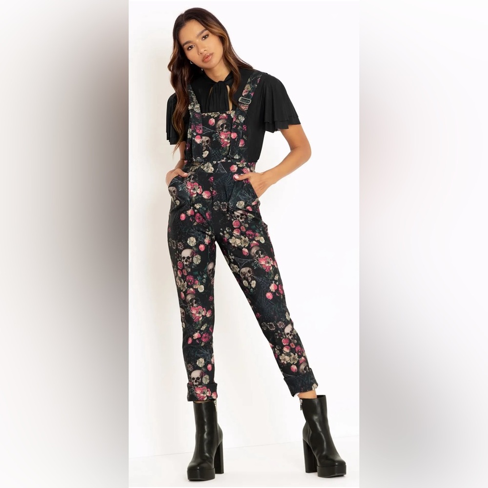Black milk garden of bones Overalls floral /skull new with tags